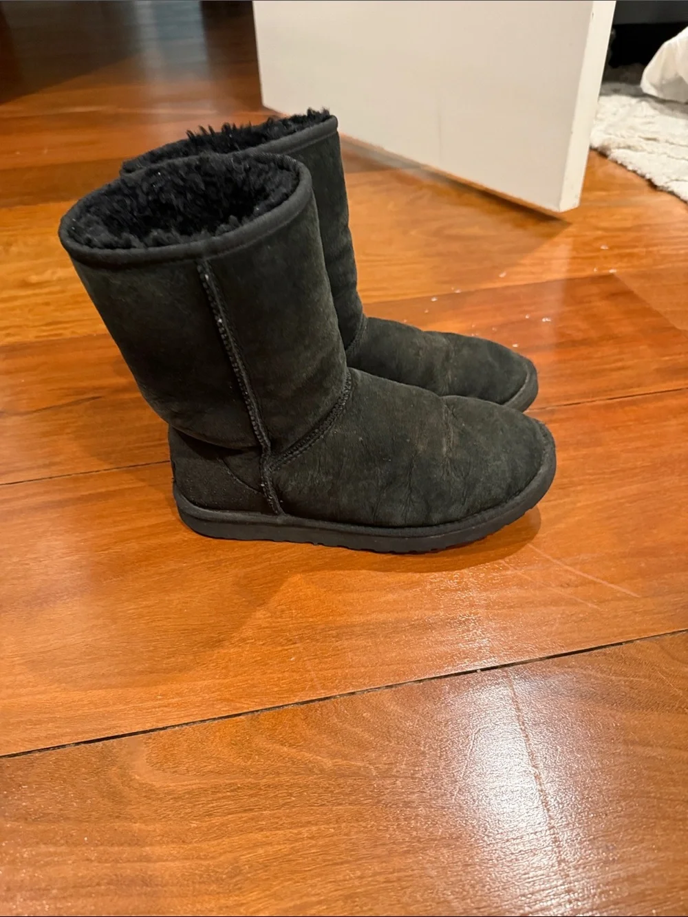 UGG Black Short Shearling-Lined Winter Boots
